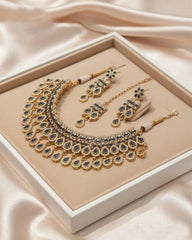 Luxury Wedding Style Necklace Earrings and Tikka Set