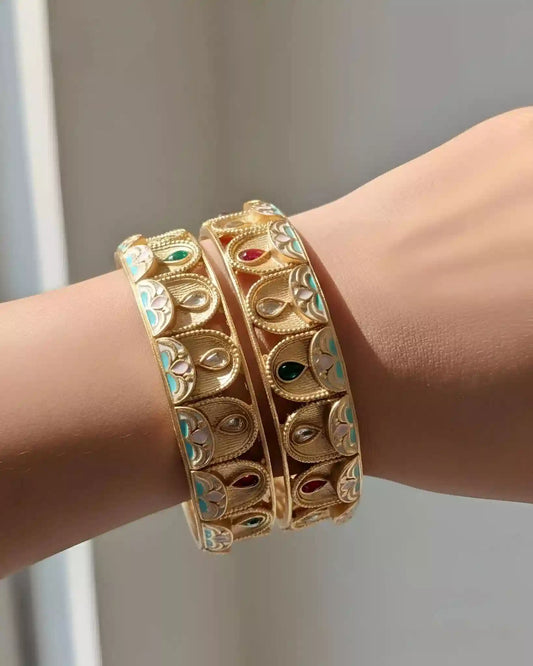 Meenakari Gold Plated Bangles Set Traditional Rajwadi Ethnic Jewelry for Women