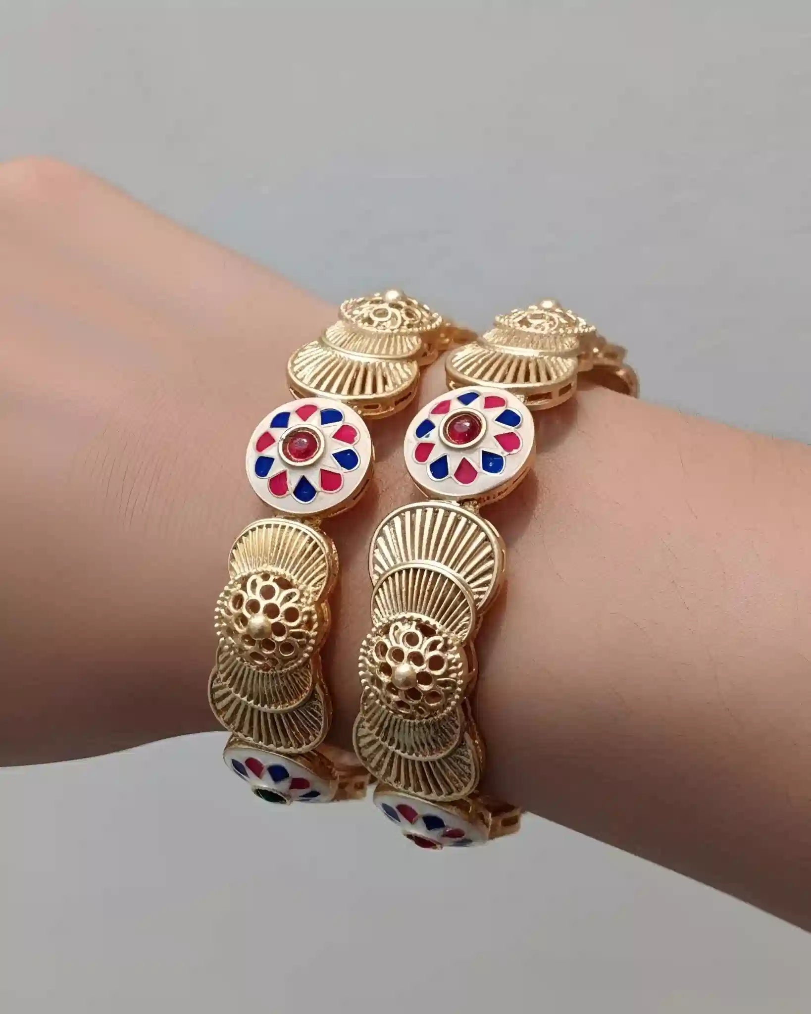 Meenakari Rajwadi Bangles Set Gold Plated Traditional Ethnic Jewelry for Women