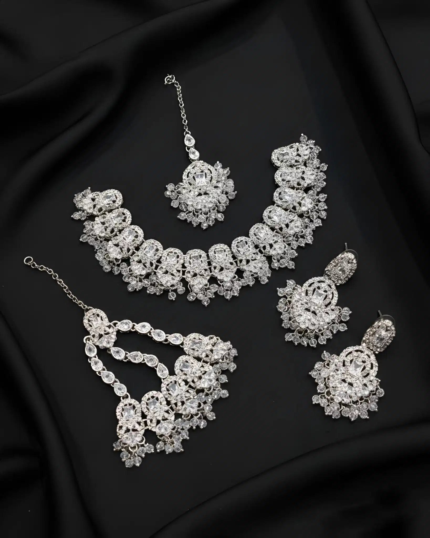 Premium Statement Necklace Earrings and Tikka Set