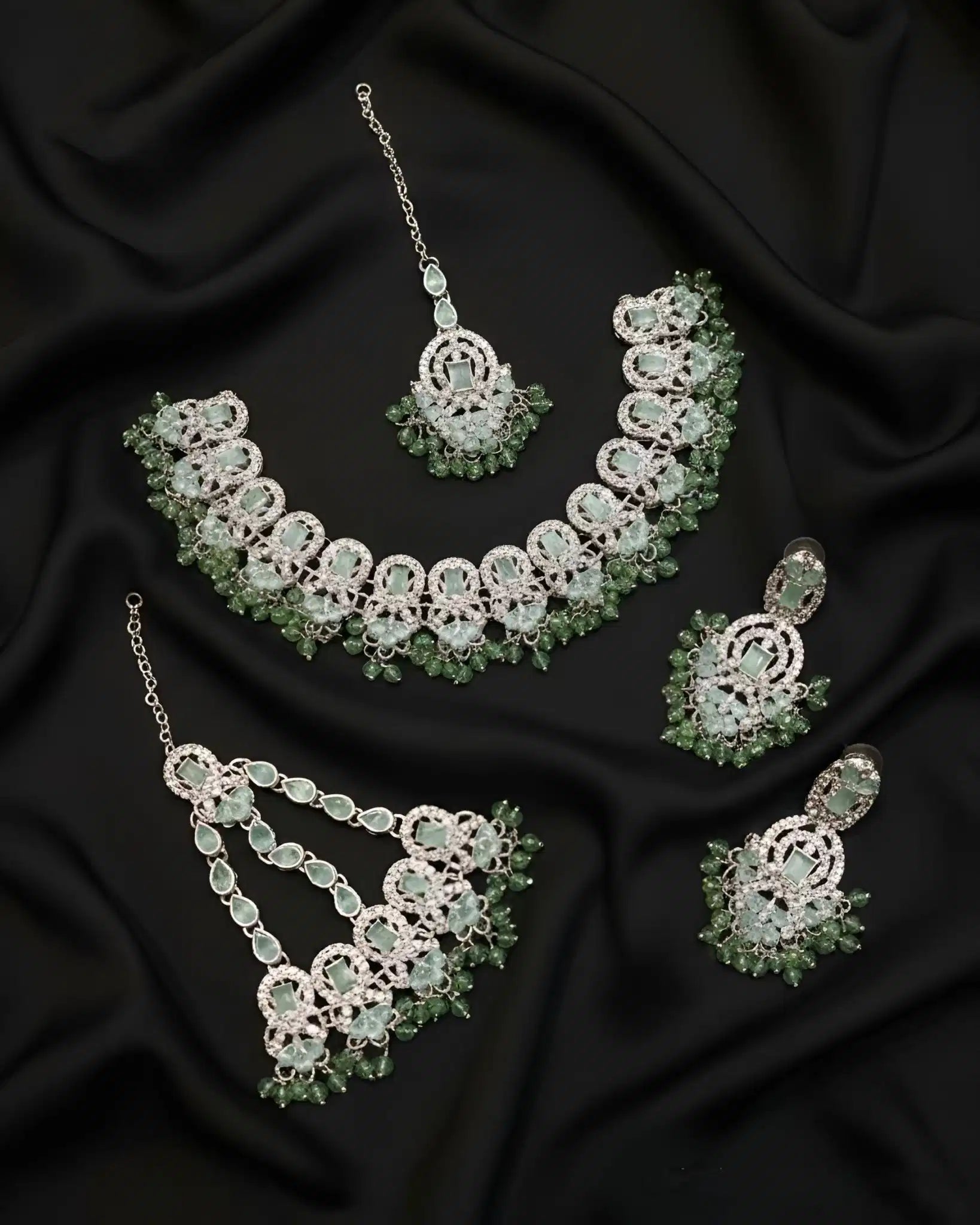 Premium Statement Necklace Earrings and Tikka Set
