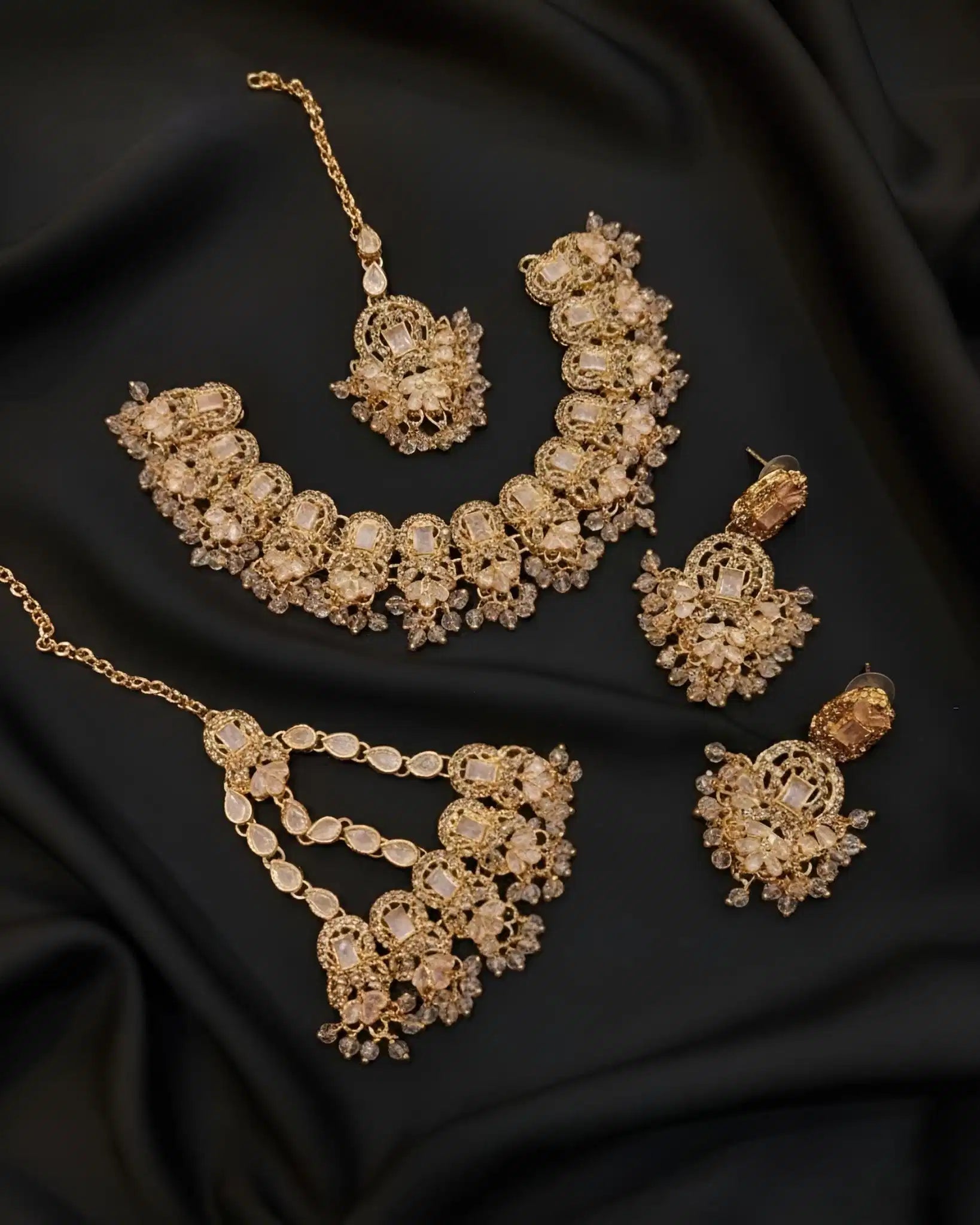 Premium Statement Necklace Earrings and Tikka Set