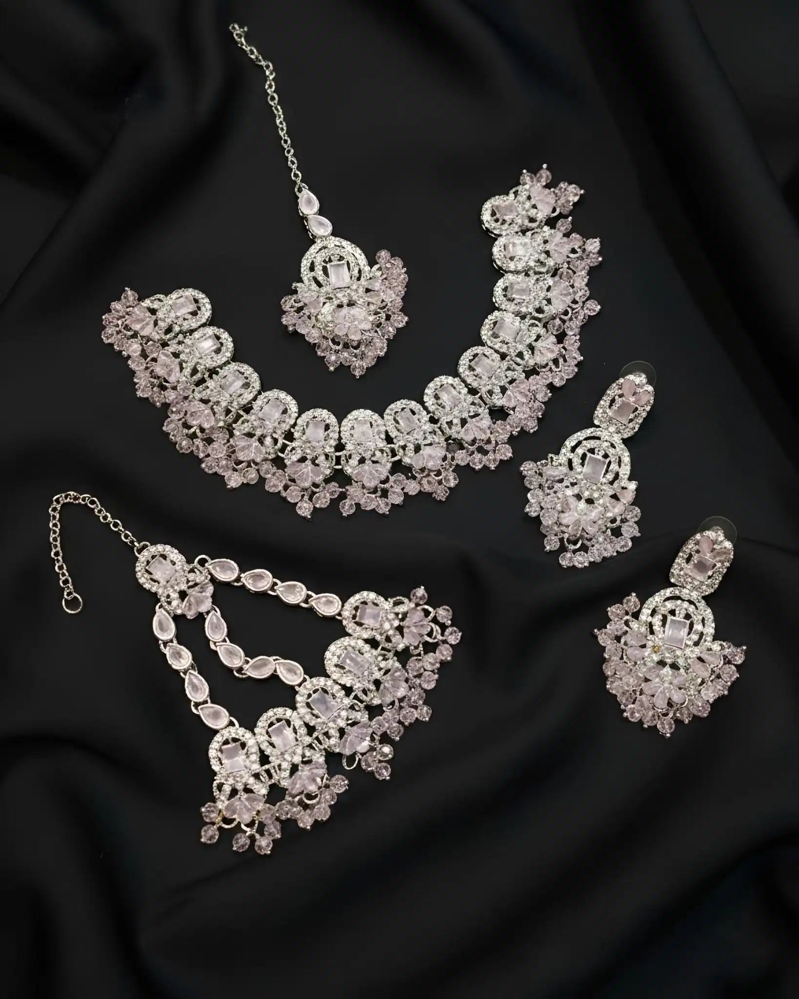 Premium Statement Necklace Earrings and Tikka Set
