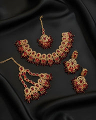 Premium Statement Necklace Earrings and Tikka Set