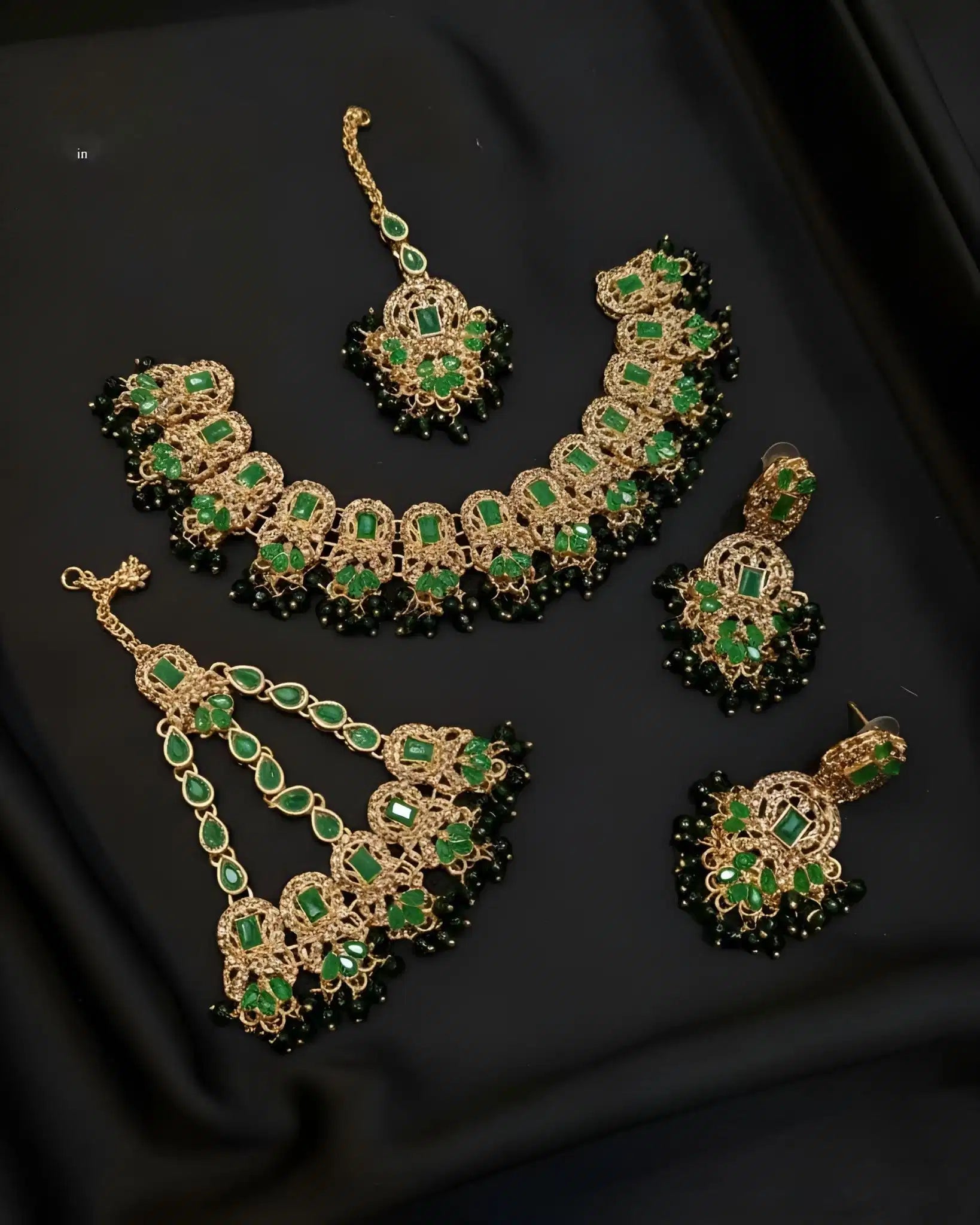 Premium Statement Necklace Earrings and Tikka Set