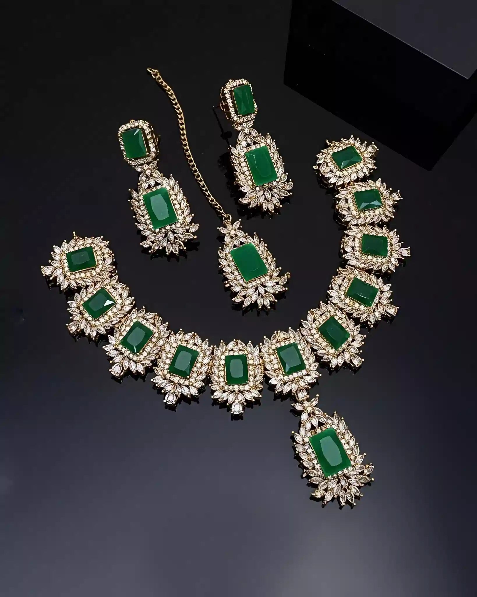 Premium Traditional Necklace Earrings and Tikka Set