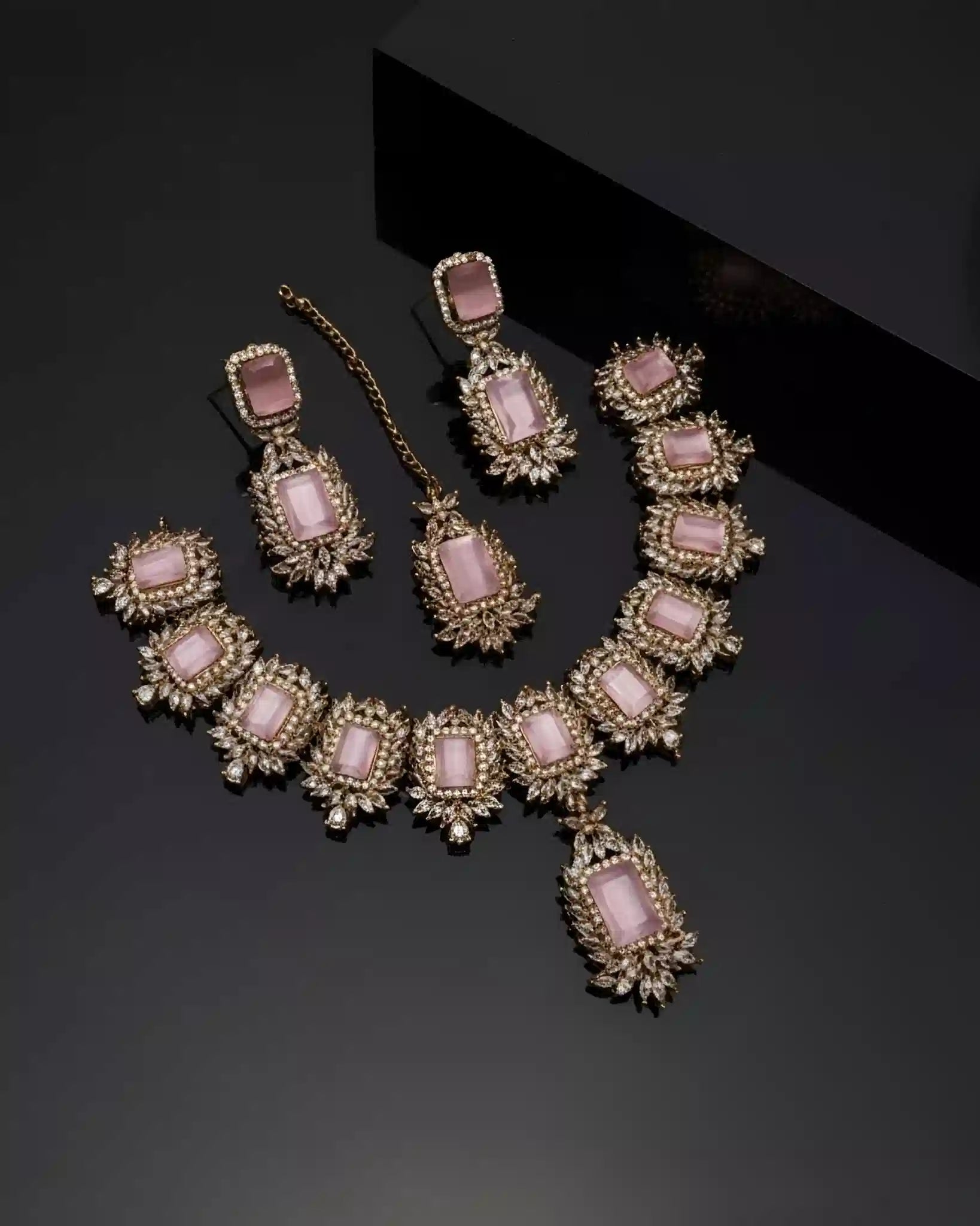 Premium Traditional Necklace Earrings and Tikka Set