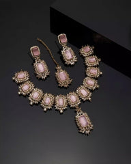 Premium Traditional Necklace Earrings and Tikka Set