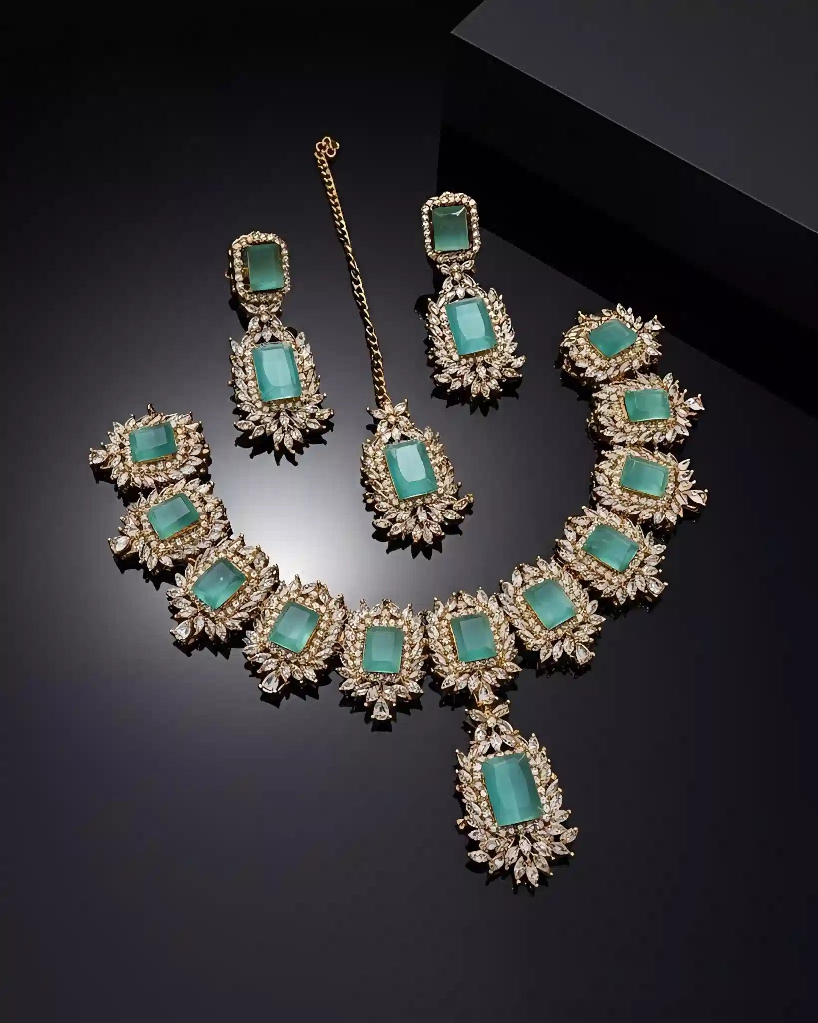 Premium Traditional Necklace Earrings and Tikka Set