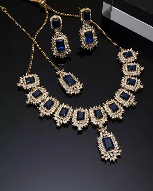Premium Traditional Necklace Earrings and Tikka Set