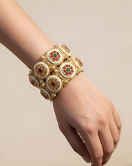 Rajwadi Kundan Bangles Set Traditional Bridal Pearl Stone Jewelry for Women - Gram