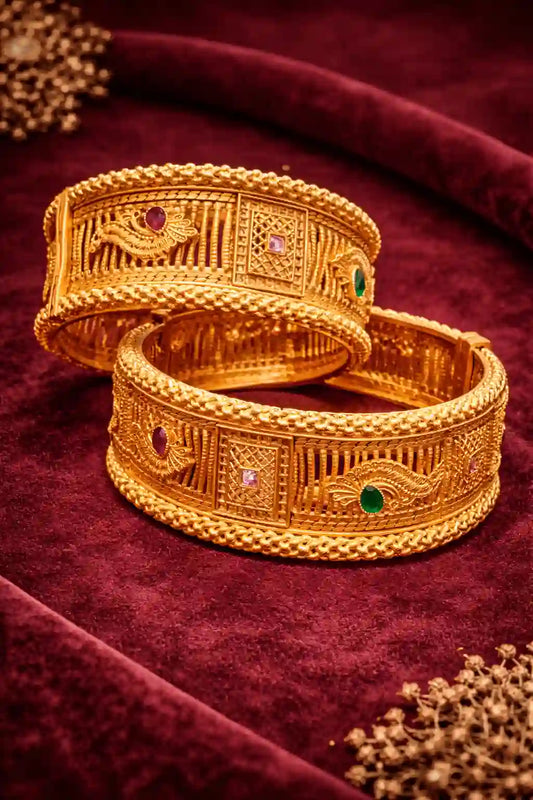 Rajwari Heritage Openwork Bangle Set – Antique Statement Bangles
