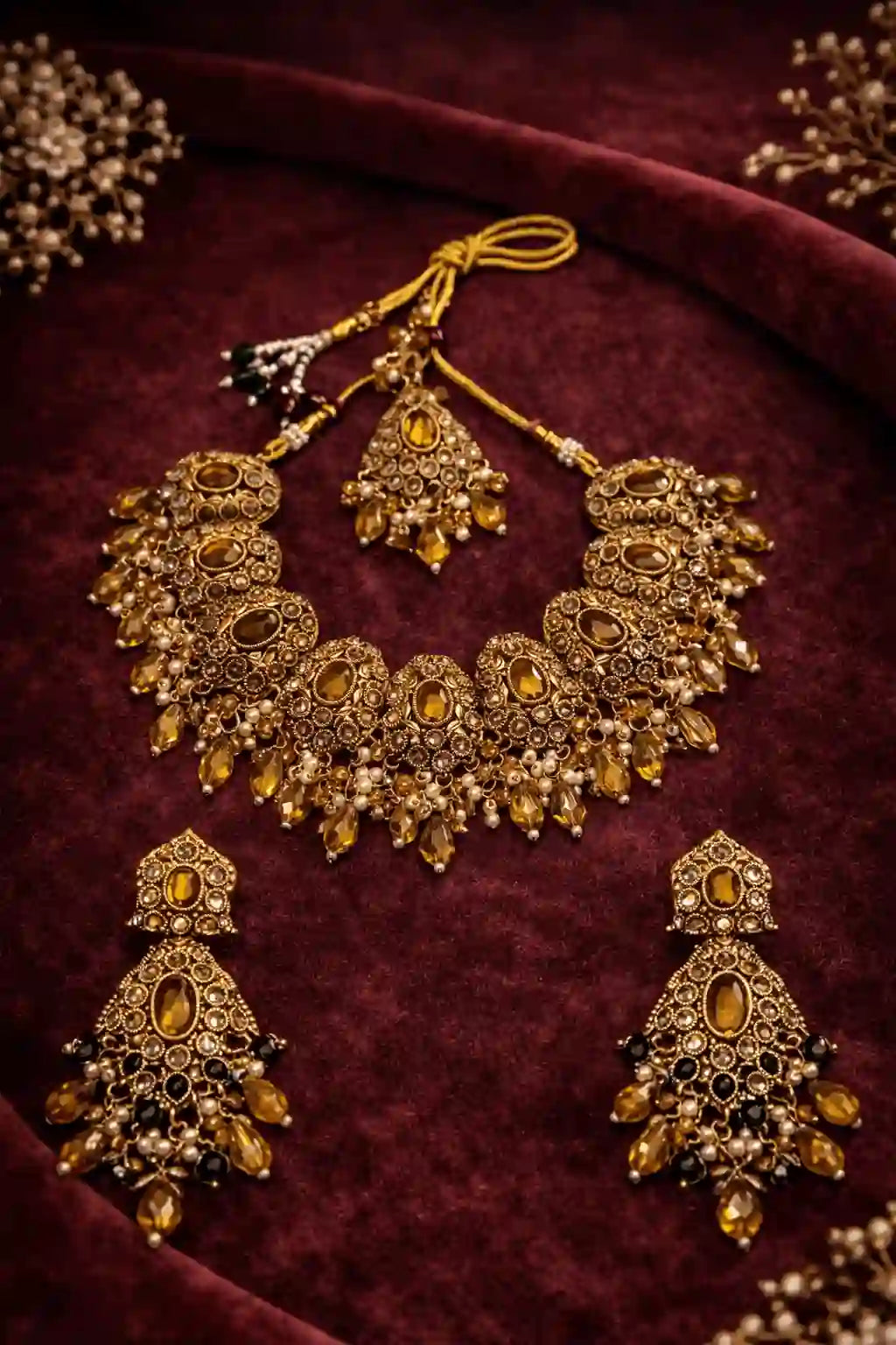 Royal Heritage Bridal Necklace Set with Earrings & Tikka