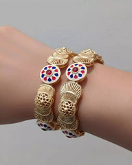 South Indian Temple Bangles Set – Antique Gold Plated Traditional Bridal Kangan