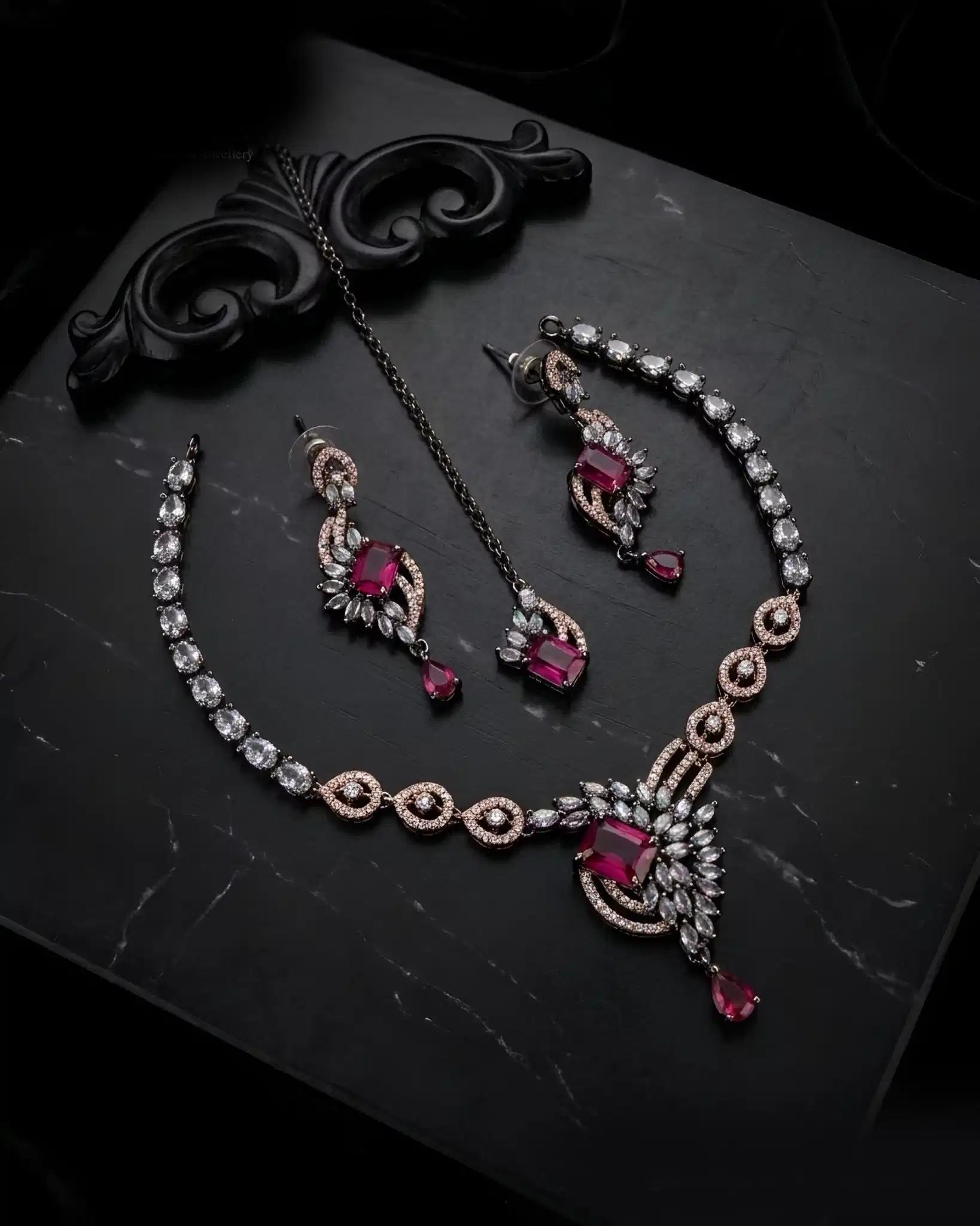 Zivara Dual Polish AD Necklace Set