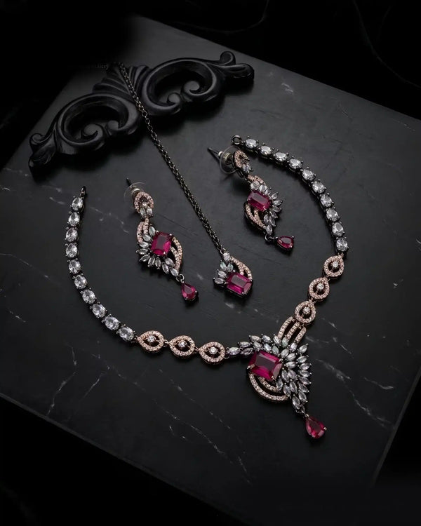 Zivara Dual Polish AD Necklace Set