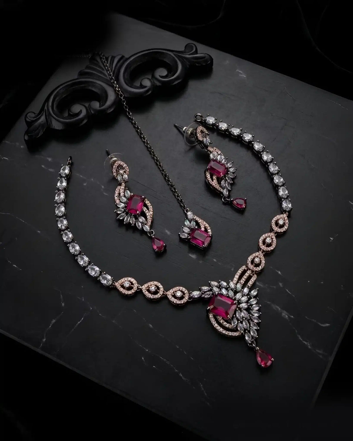 Zivara Dual Polish AD Necklace Set