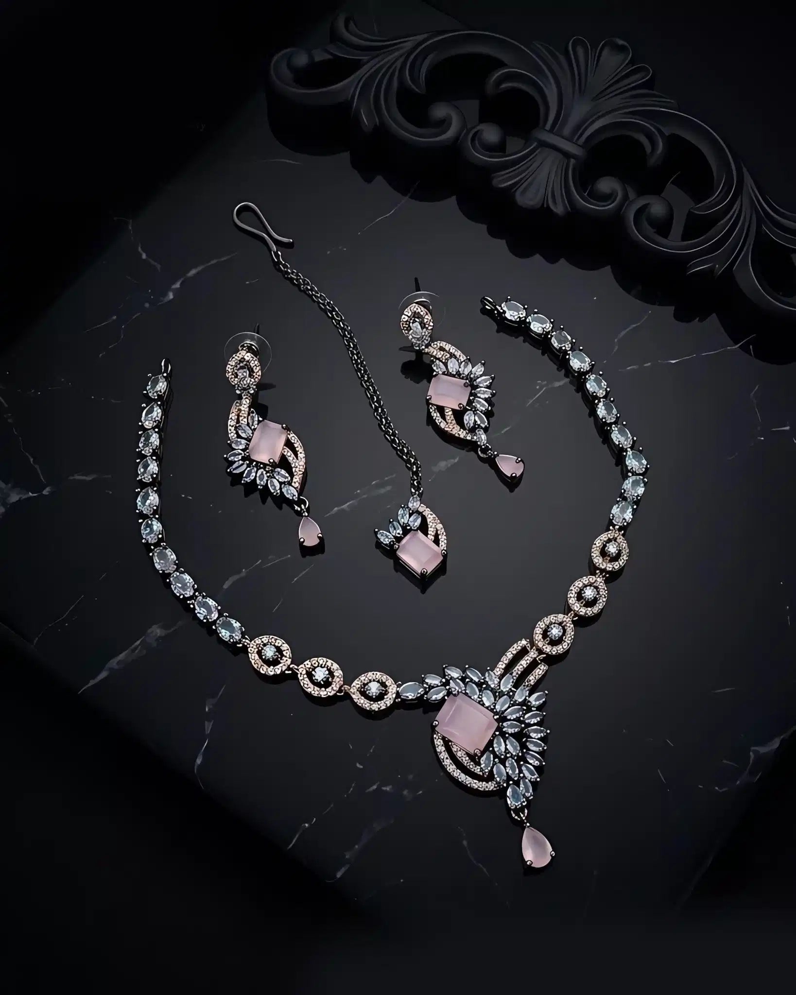 Zivara Dual Polish AD Necklace Set