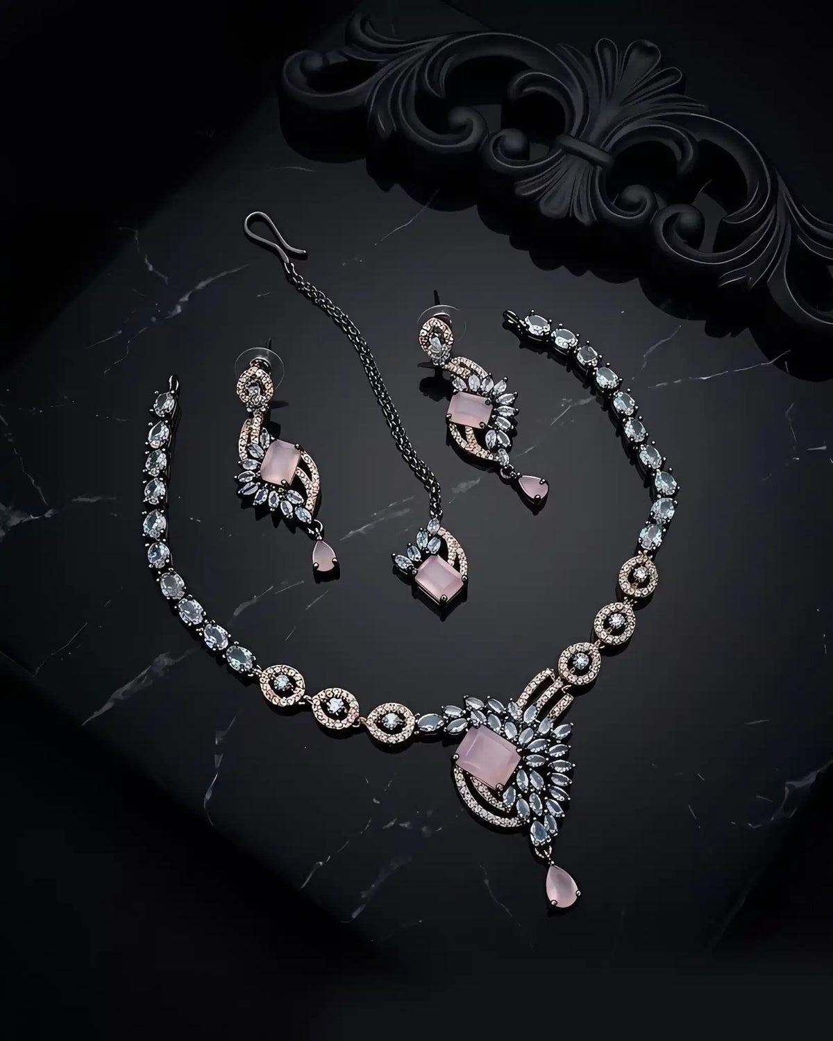 Zivara Dual Polish AD Necklace Set