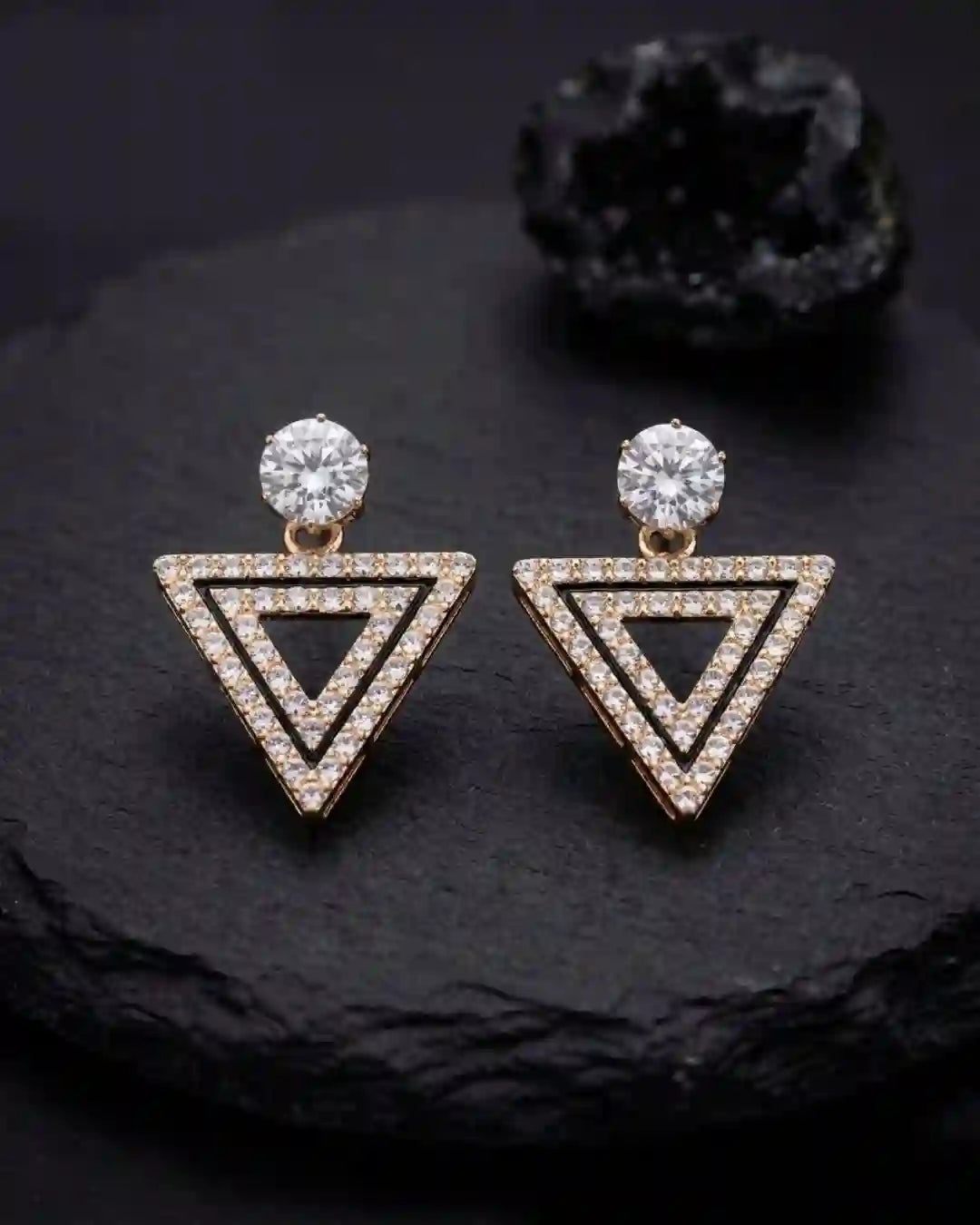 Zivara Duo Earrings Tops – Elegant Dual Design in Gold & Silver